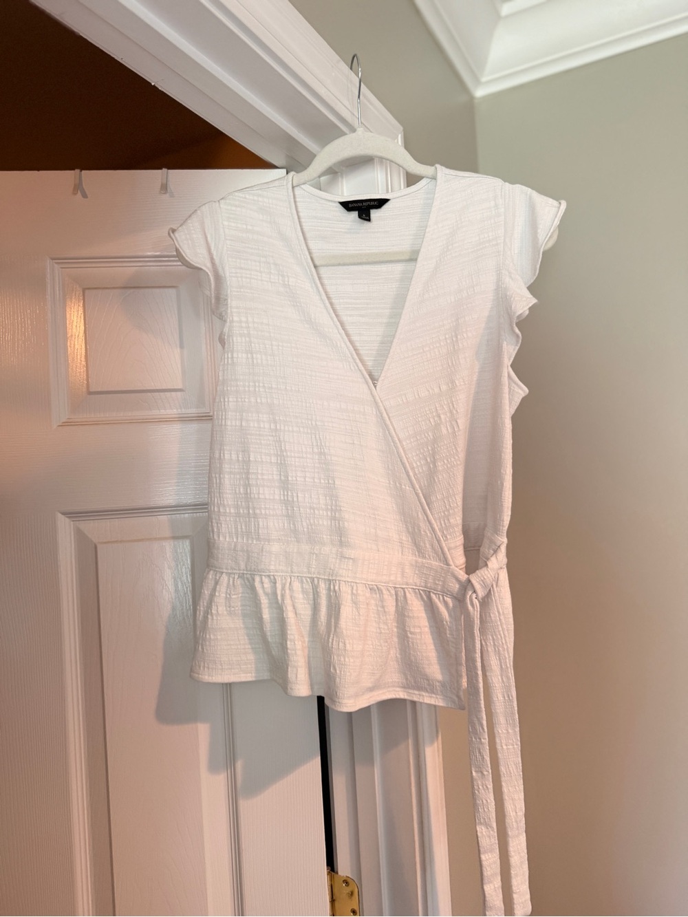 Banana Republic White Wrap Peplum Blouse